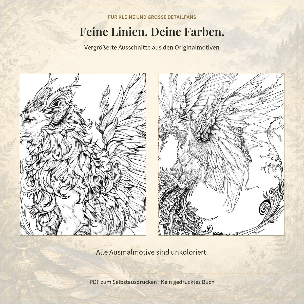 Fantastische Flugwesen - Band 1 - Digitale Version - Feohwynn Onlineshop - Malbuch