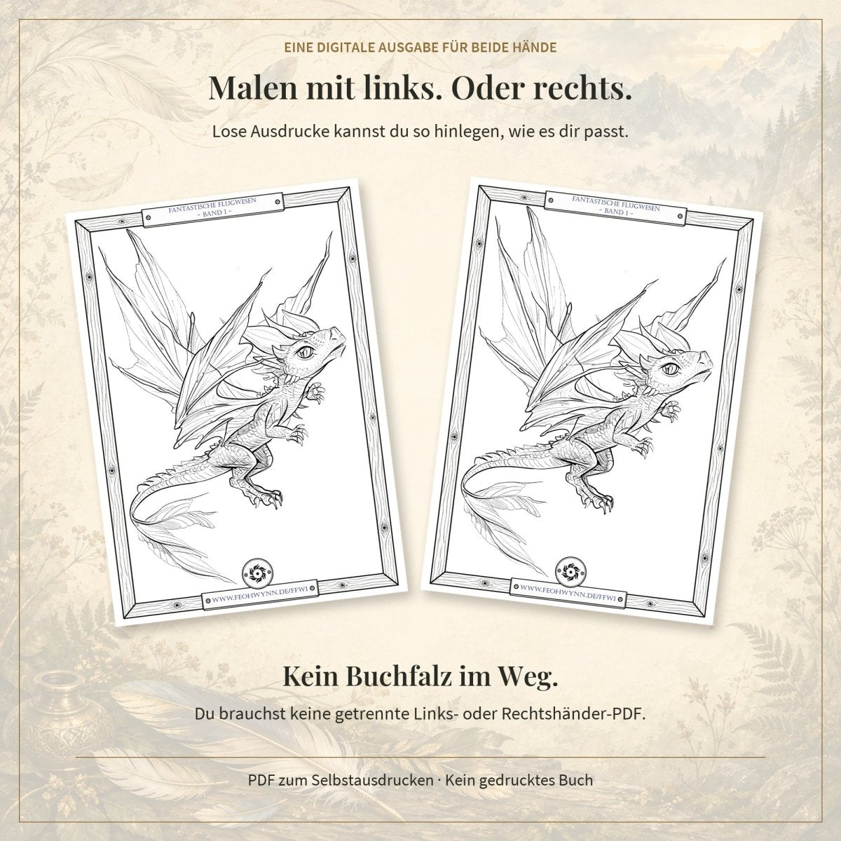 Fantastische Flugwesen - Band 1 - Digitale Version - Feohwynn Onlineshop - Malbuch