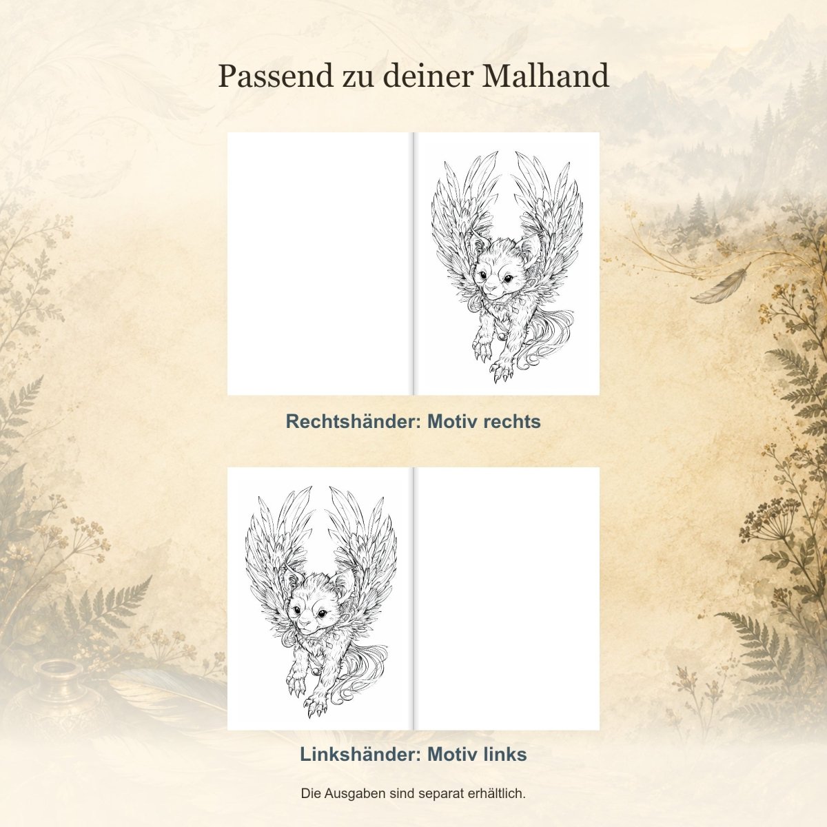 Fantastische Flugwesen – Rechtshänder - Feohwynn Onlineshop - Malbuch
