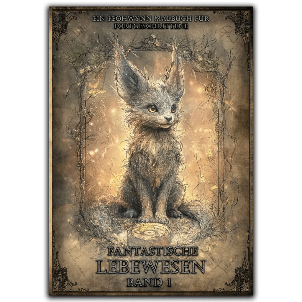 Cover des Malbuchs Fantastische Lebewesen mit einem gehörnten Waldwesen