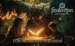 Fantastische Szene mit zwei Menschen und leuchtender Magie zum Malbuch Fantastische Lebewesen