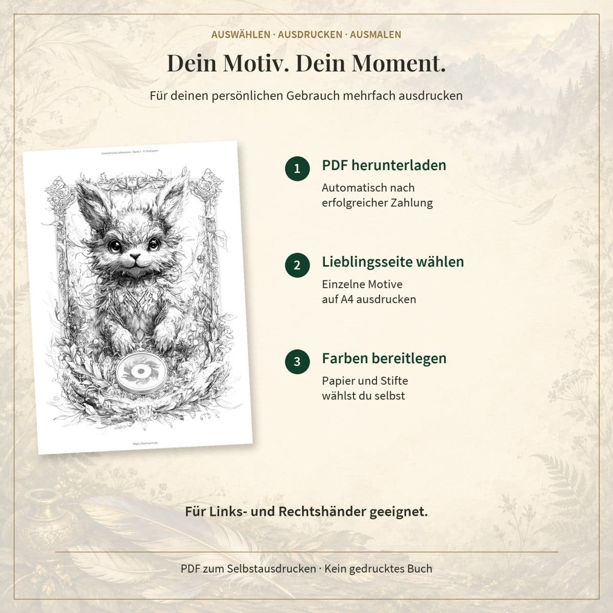 Fantastische Lebewesen - Band 1 - Digitale Version - Feohwynn Onlineshop - Malbuch