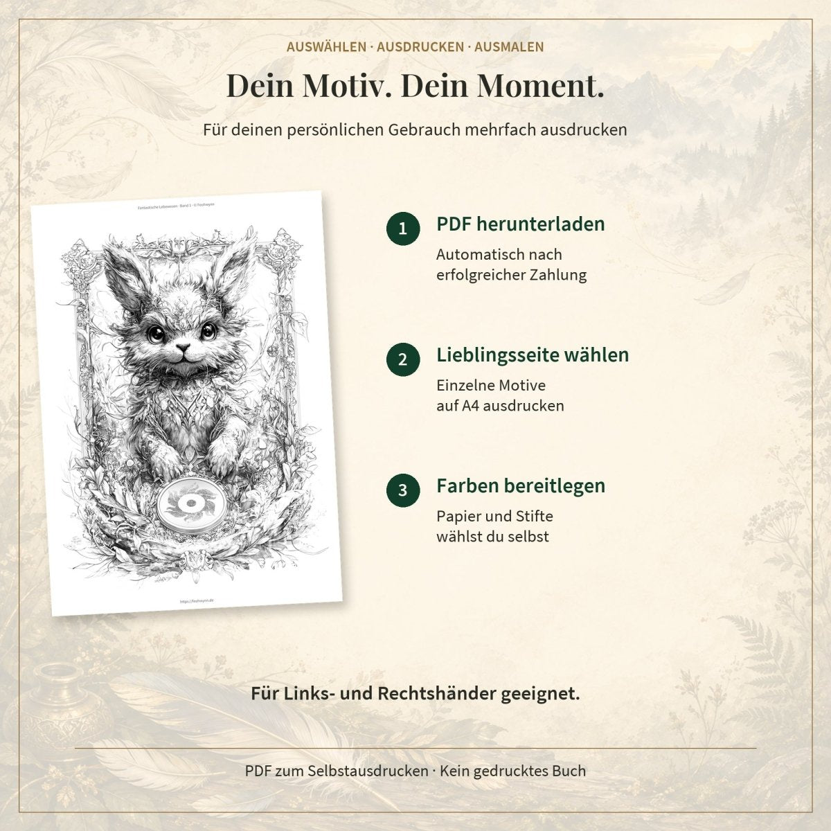 Fantastische Lebewesen - Band 1 - Digitale Version - Feohwynn Onlineshop - Malbuch
