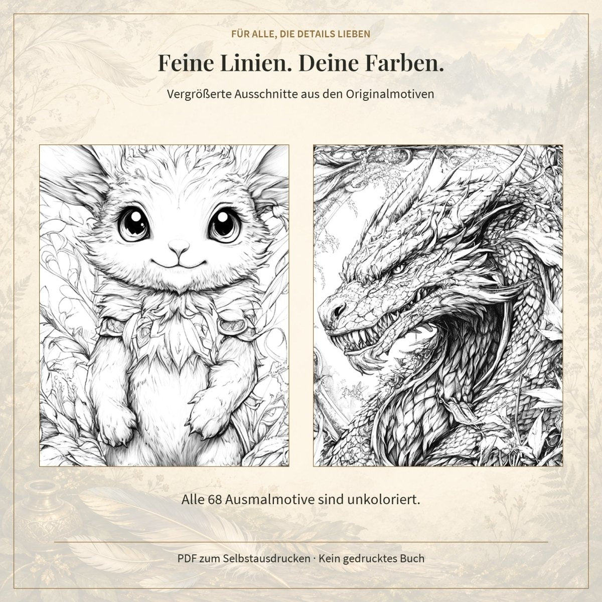 Fantastische Lebewesen - Band 1 - Digitale Version - Feohwynn Onlineshop - Malbuch