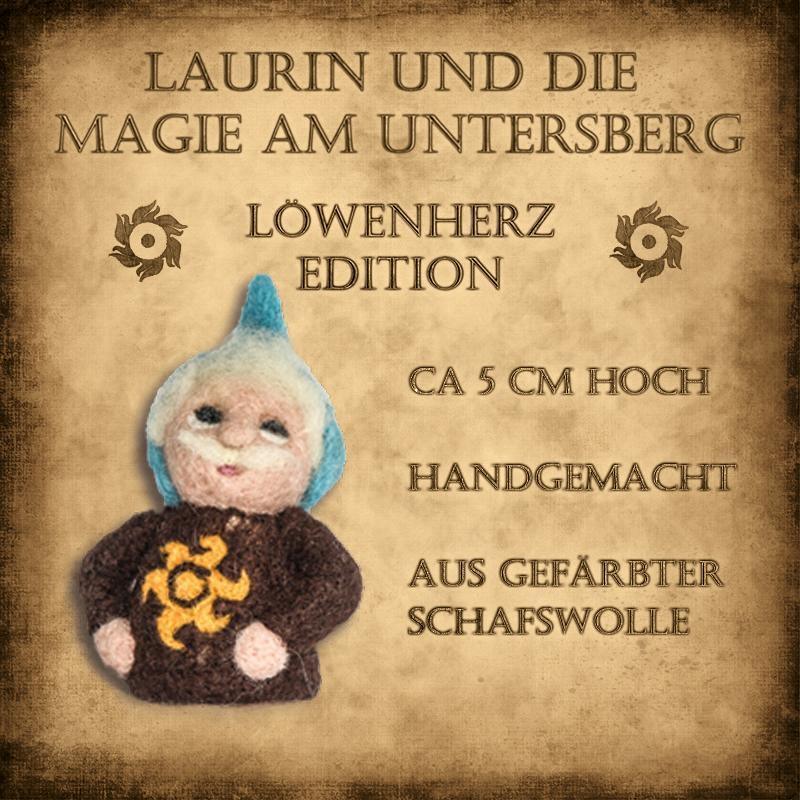 Handgefertigte Löwenherz-Filzfigur aus gefärbter Schafswolle