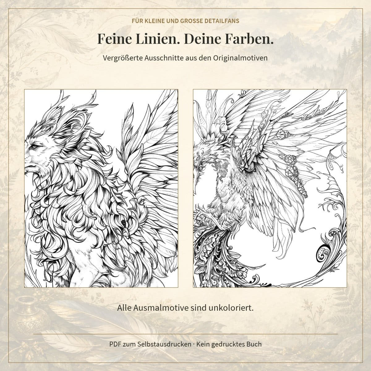Fantastische Flugwesen - Band 1 - Digitale Version - Feohwynn Onlineshop - Malbuch