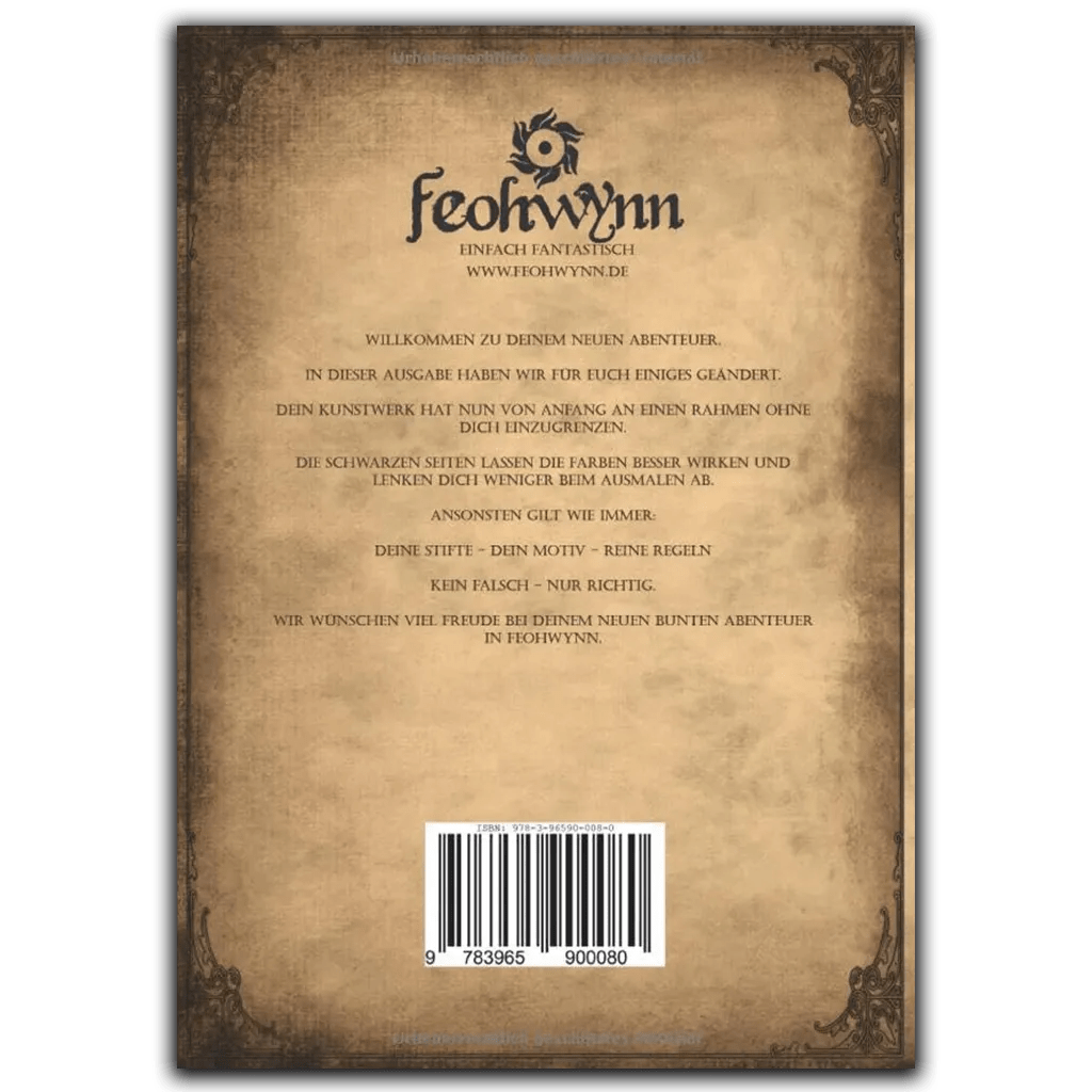 Rückseite des Malbuchs Fantastische Lebewesen mit Beschreibung und ISBN