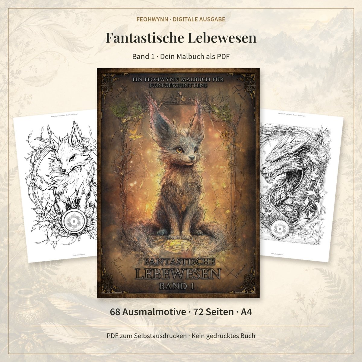 Fantastische Lebewesen - Band 1 - Digitale Version - Feohwynn Onlineshop - Malbuch