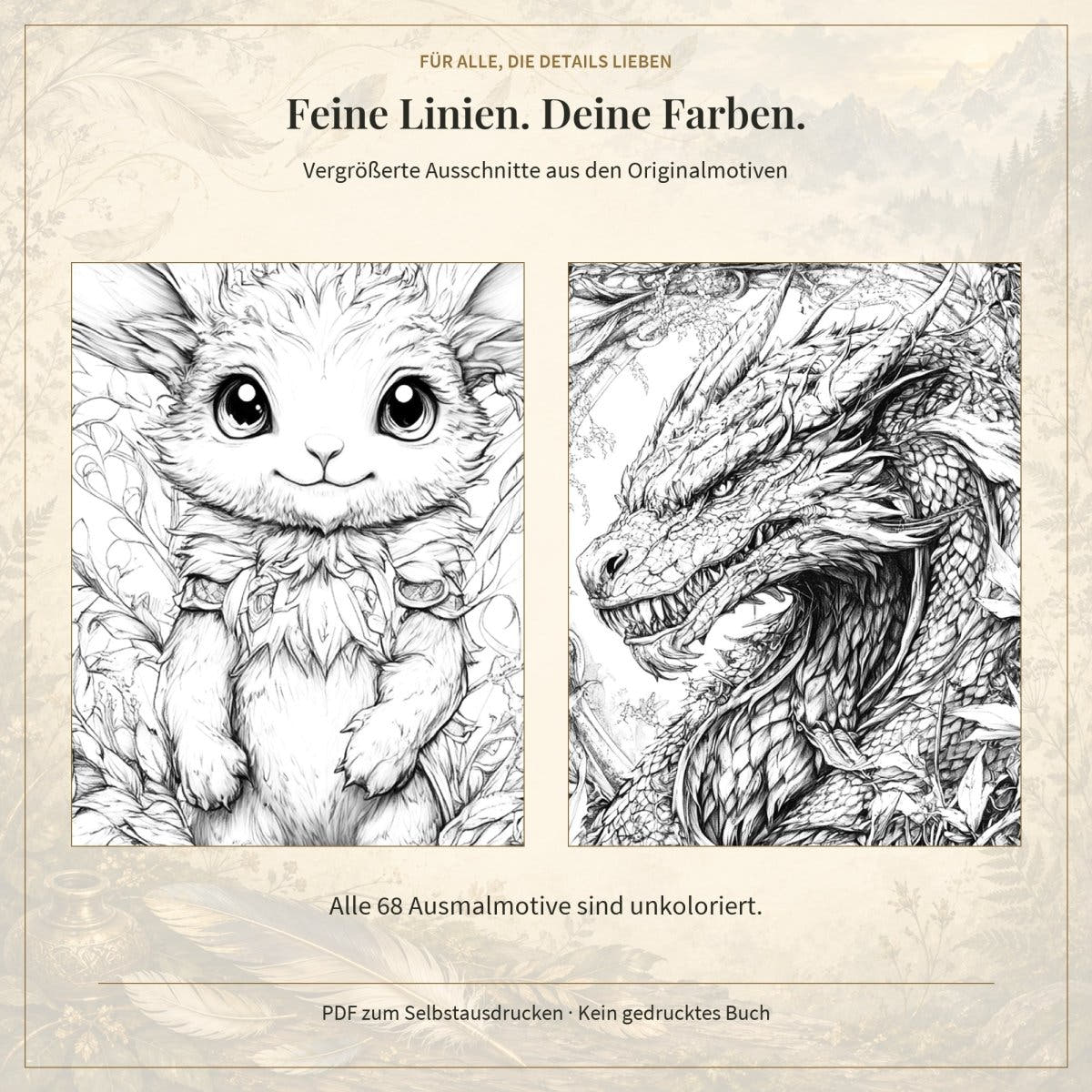 Fantastische Lebewesen - Band 1 - Digitale Version - Feohwynn Onlineshop - Malbuch