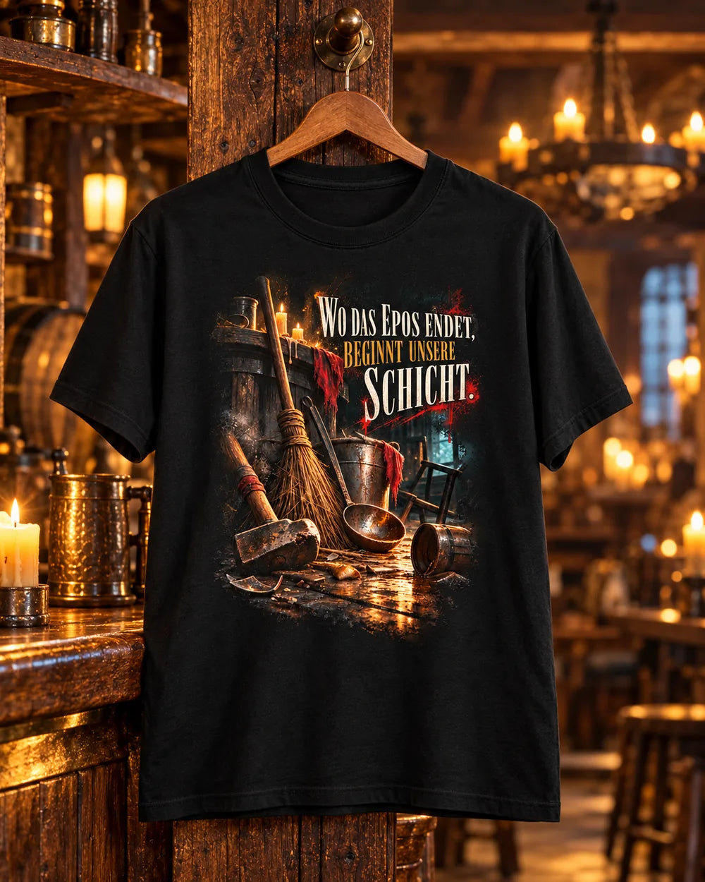 Shirt-Entwurf in einer Taverne: Wo das Epos endet, beginnt unsere Schicht.