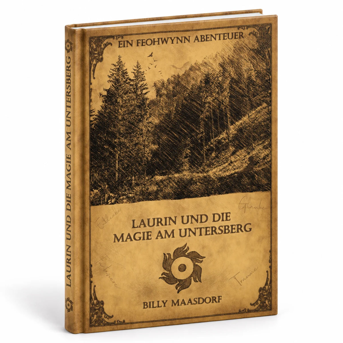 Laurin und die Magie am Untersberg als A5-Hardcover mit sichtbarem Buchrücken vor weißem Hintergrund