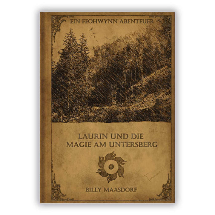 Hardcover-Cover von Laurin und die Magie am Untersberg mit bewaldetem Berghang
