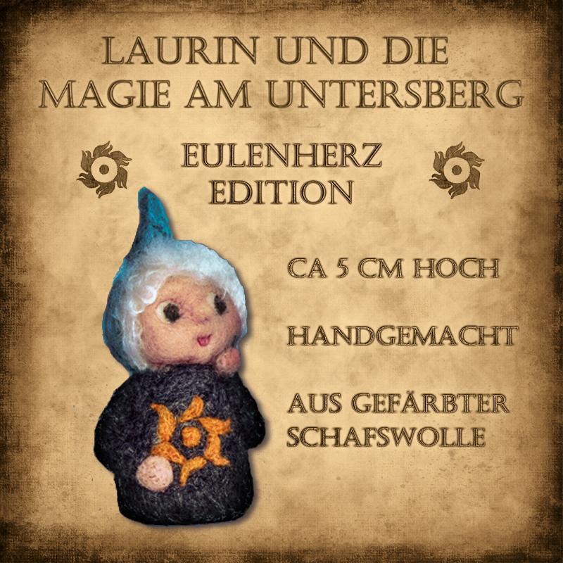 Handgefertigte Eulenherz-Filzfigur aus gefärbter Schafswolle