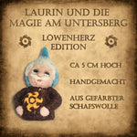 Handgefertigte Löwenherz-Filzfigur aus gefärbter Schafswolle